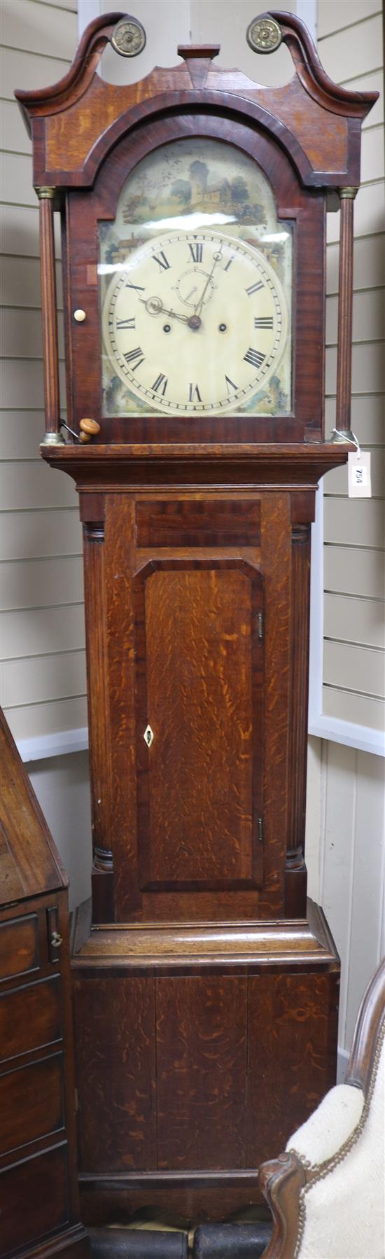 A 19th century oak eight-day longcase clock, with painted dial 210cm